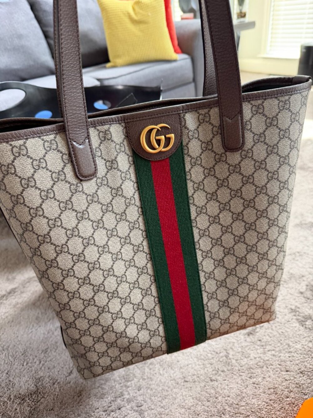 Gucci Medium Tote Bag, Borwn with Gold GG - Picture 13 of 13